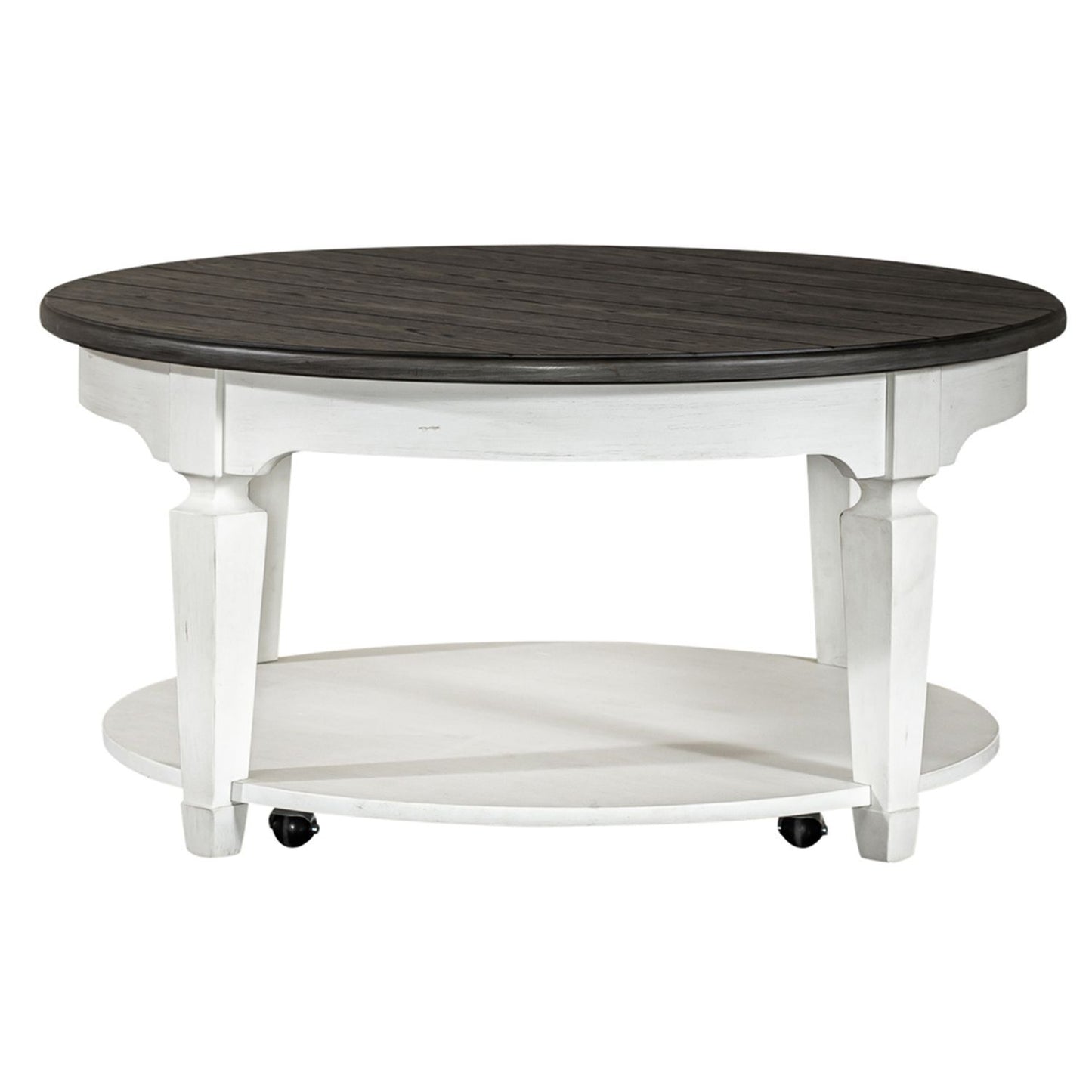 Allyson Park - 3 Piece Living Room Set (Round Cocktail Table) - Wirebrushed White / Charcoal