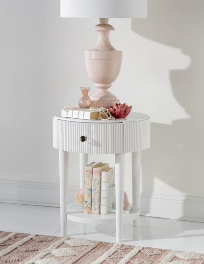 Adeline - Round Nightstand - Cloud White