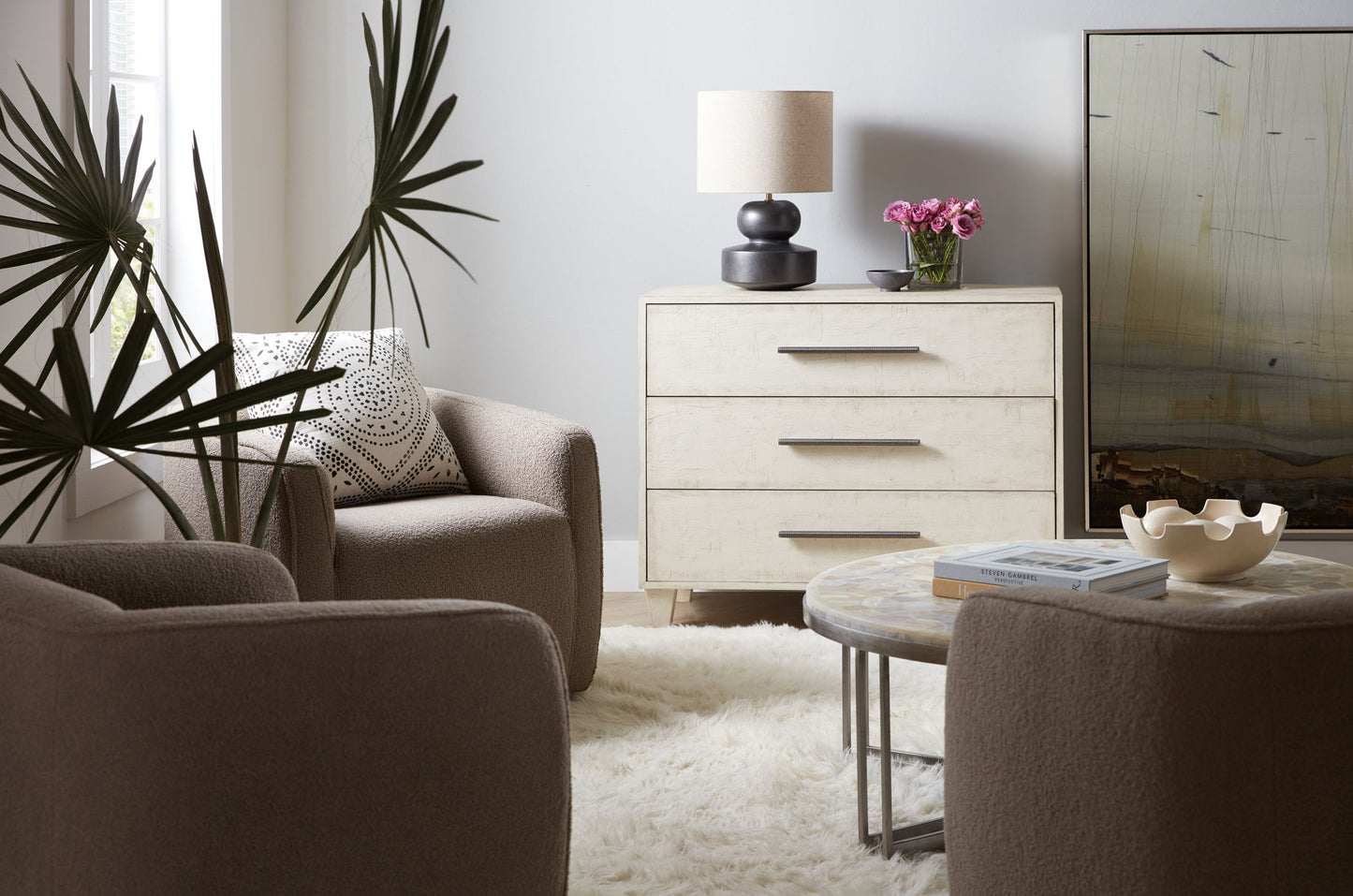 Melange - Saffron 3-Drawer Chest - Beige