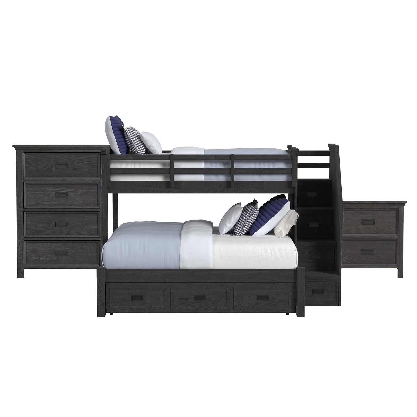 Hampton Kids - Bunk With Staircase And Trundle Bedroom Set