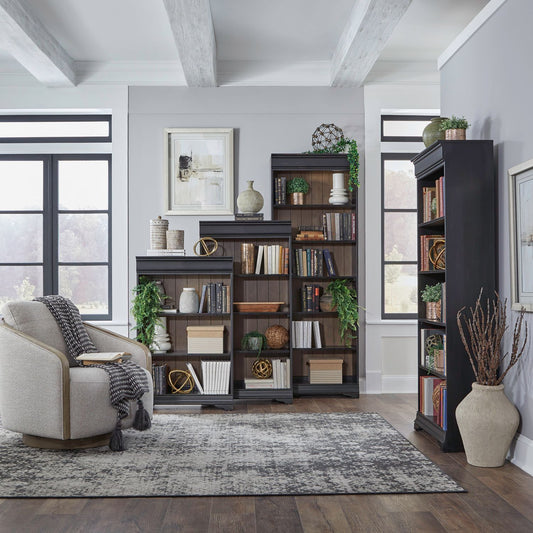 Meritage - 4 Piece Stepped Bookcase Wall Set - Aged Charcoal