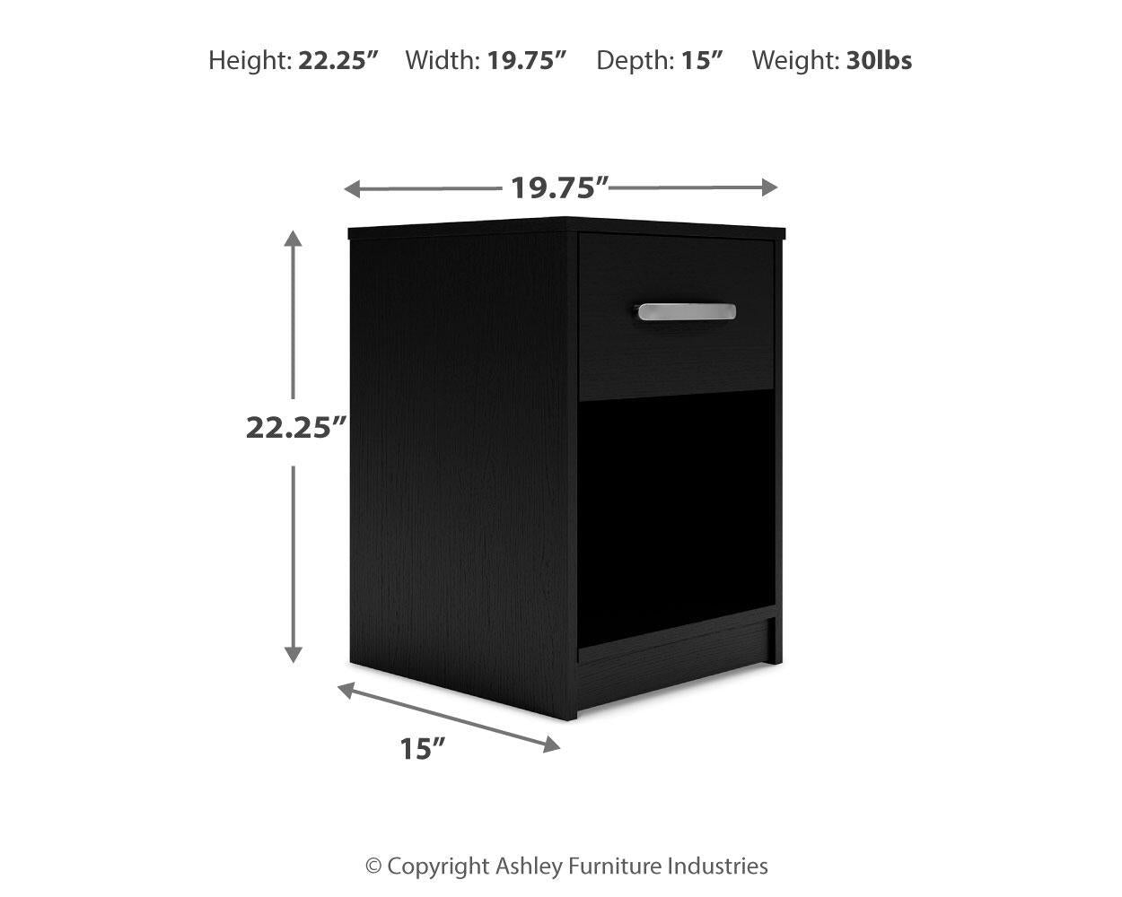 Finch - One Drawer Night Stand - 23" Height - Black