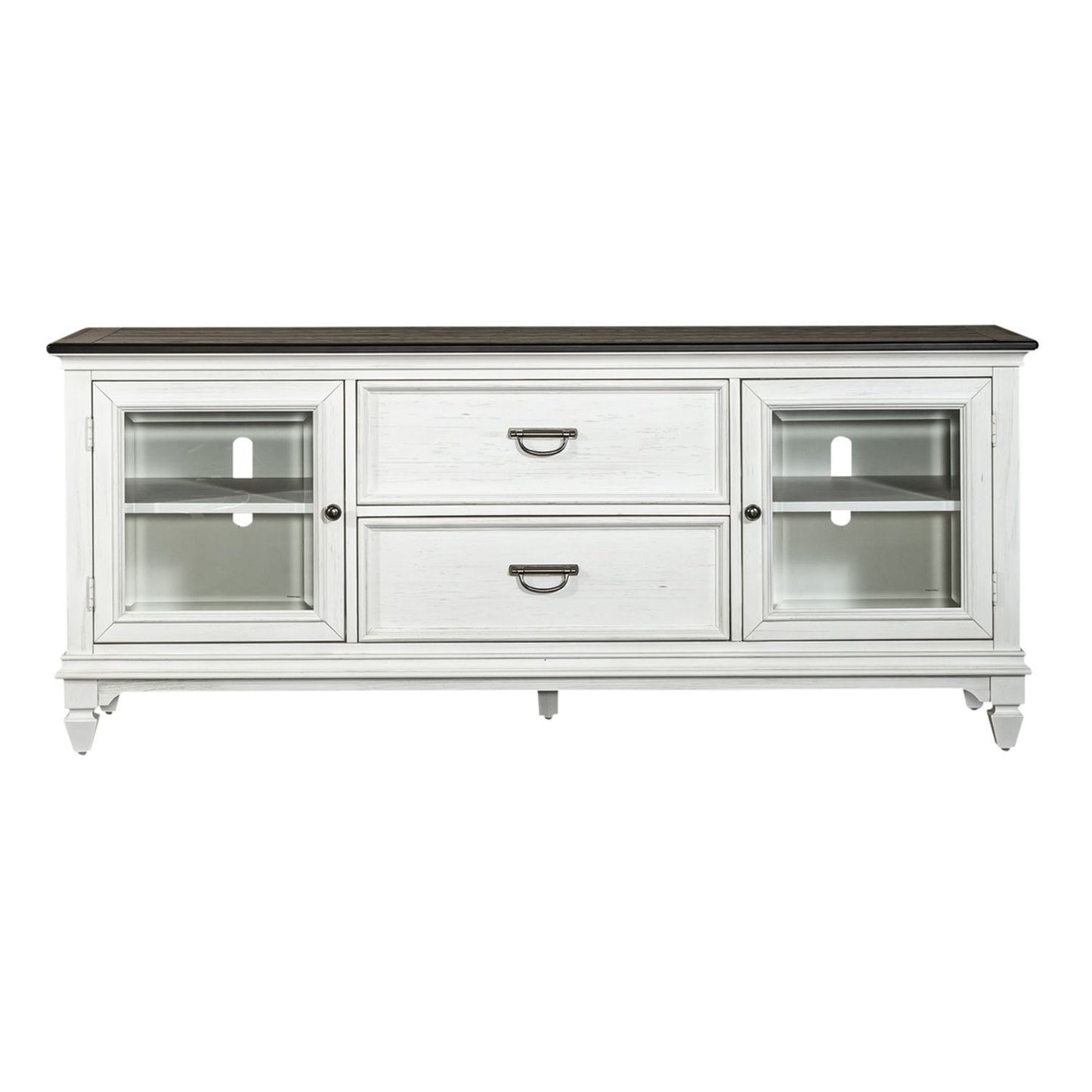 Allyson Park - Entertainment TV Stand - Wirebrushed White / Charcoal