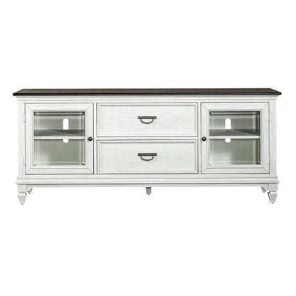Allyson Park - Entertainment TV Stand - Wirebrushed White / Charcoal
