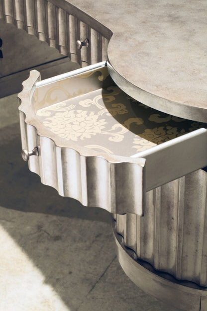 Melange - Fluted Kidney Desk - Pearl Silver