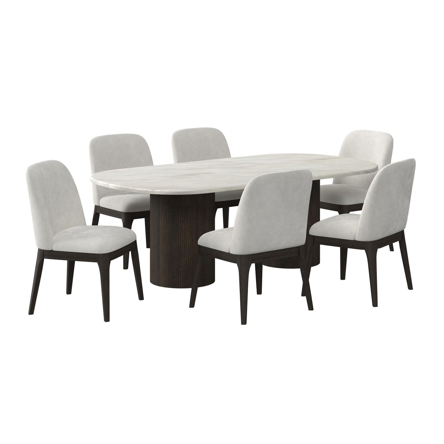 Sylvie - 7 Piece Standard Height Dining Set (Oval Table And Six Chairs) - Dark Brown