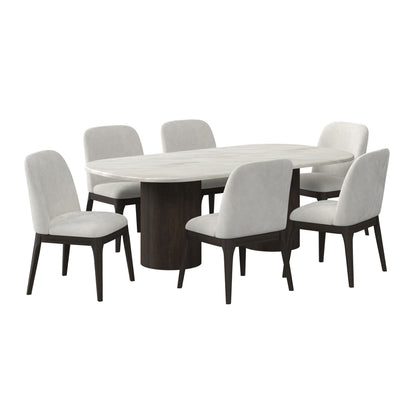 Sylvie - 7 Piece Standard Height Dining Set (Oval Table And Six Chairs) - Dark Brown