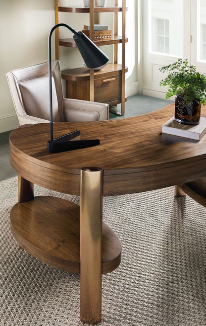 Eleana - Writing Desk - Medium Wood / Gold
