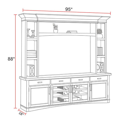 Americana Modern - TV Console with Hutch and LED Lights