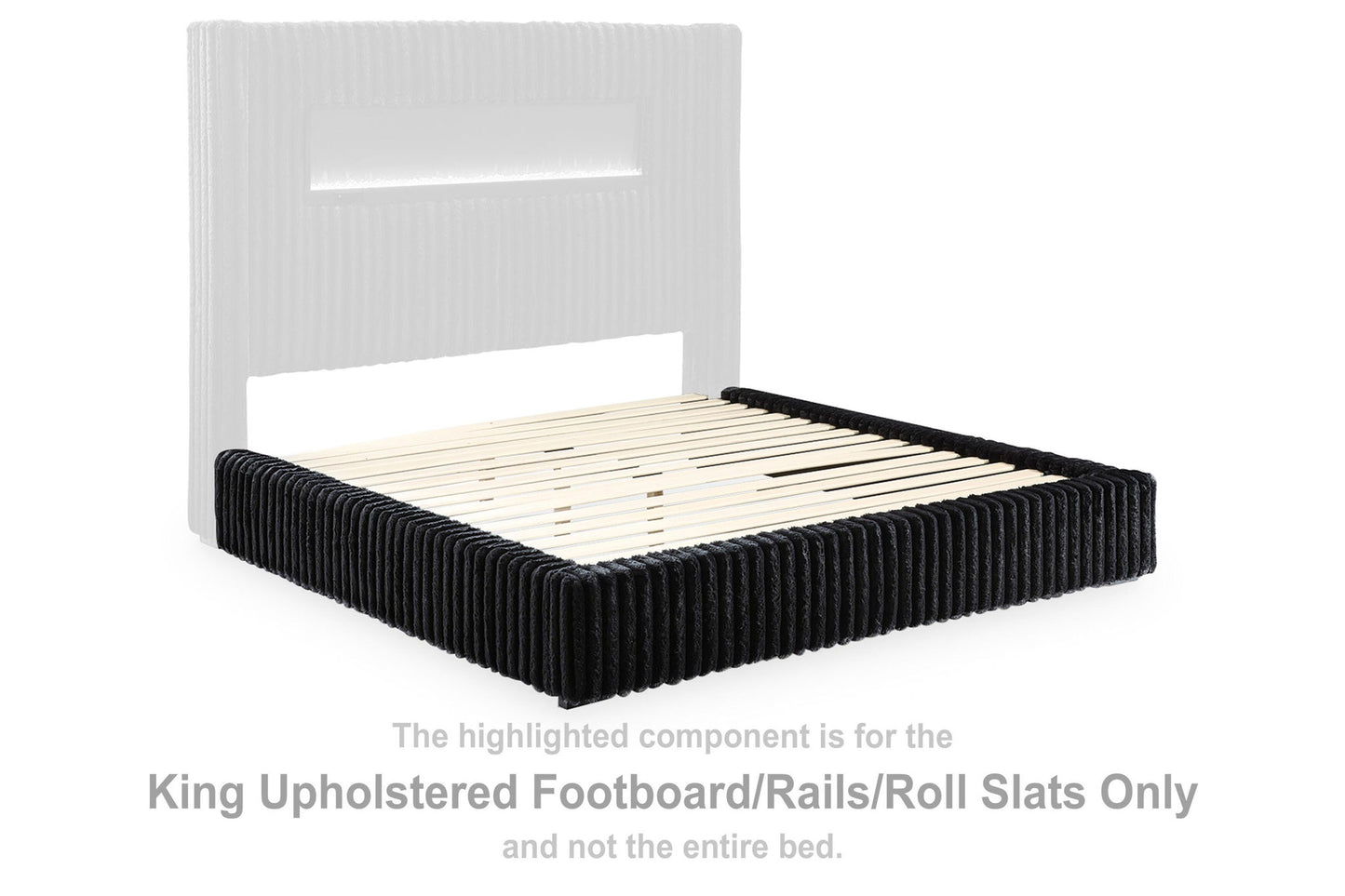Tayleena - King Upholstered Footboard / Rails / Roll Slats - Black