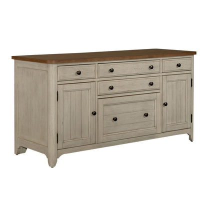 Farmhouse Reimagined - Door Credenza - Antique White / Chestnut Tops