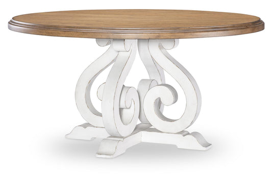 Vintage Market - Round Dining Table - Barnwood Oak And Picket Fence