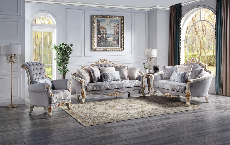 Galelvith - Loveseat With 4 Pillows - Gray Fabric