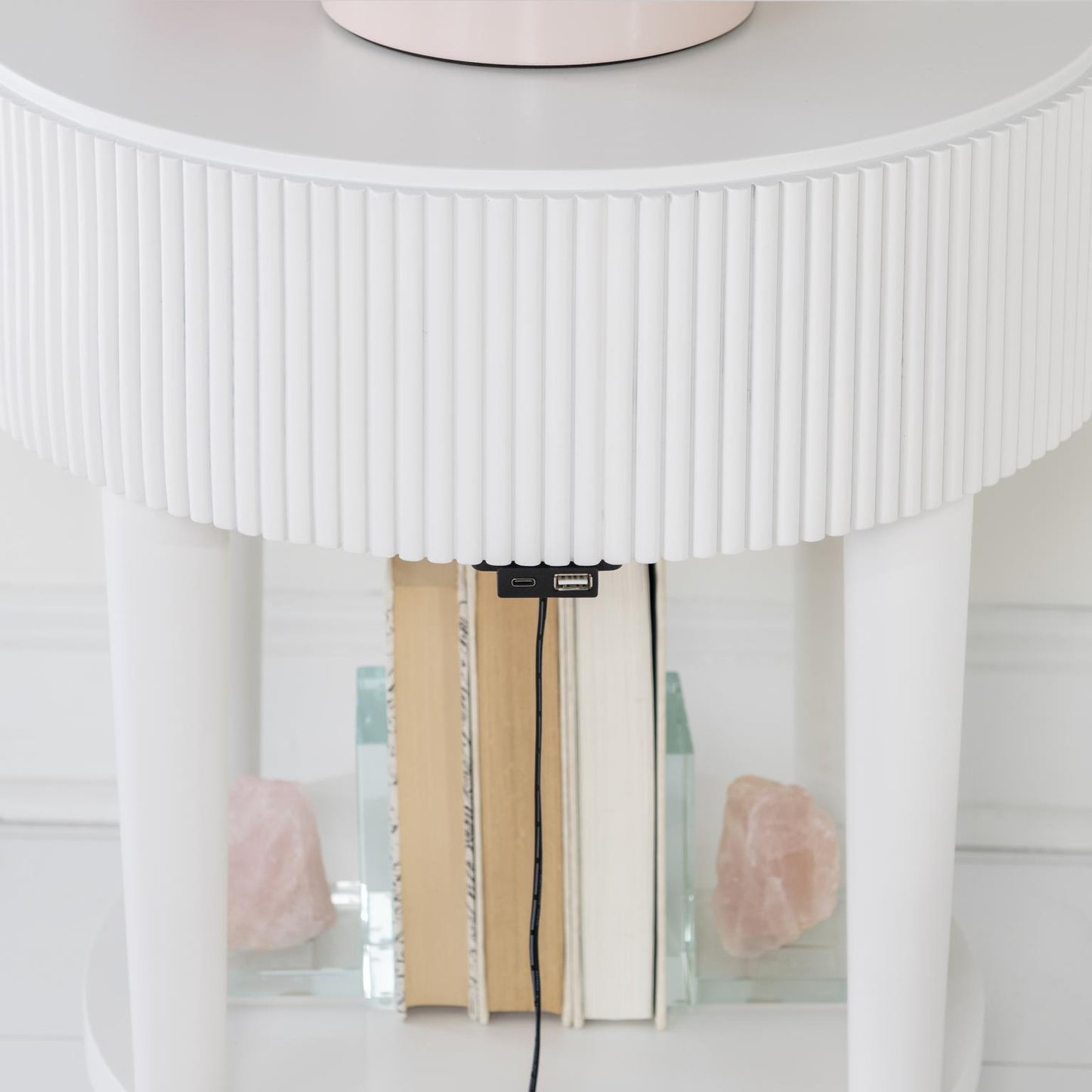 Adeline - Round Nightstand - Cloud White