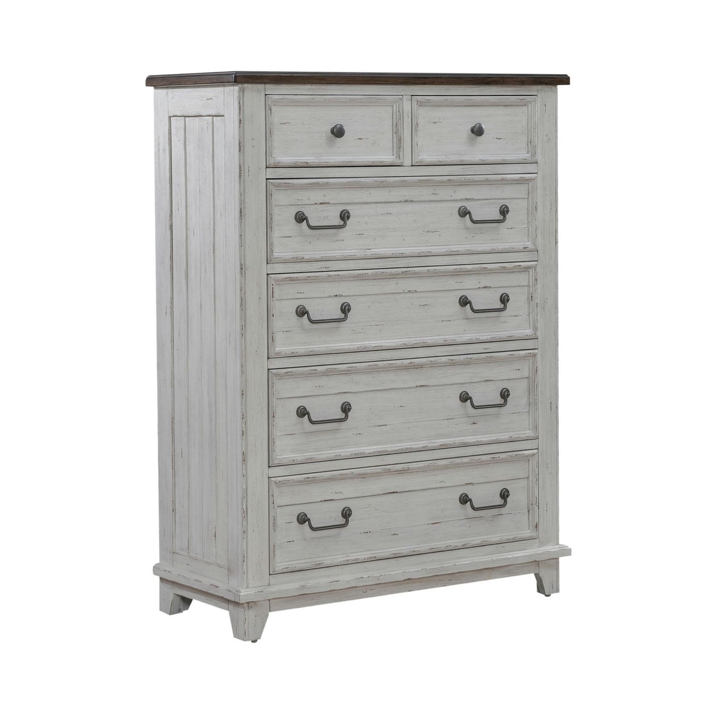 River Place - 6 Drawer Chest - Riverstone White & Tobacco