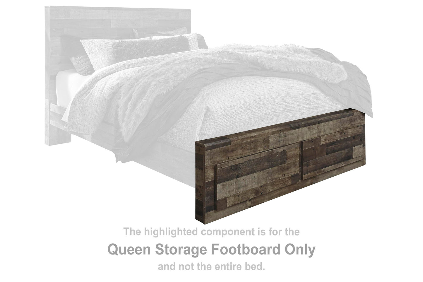 Derekson - Queen Storage Footboard - Multi Gray