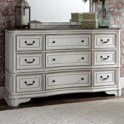 Magnolia Manor - 9 Drawer Dresser - Antique White