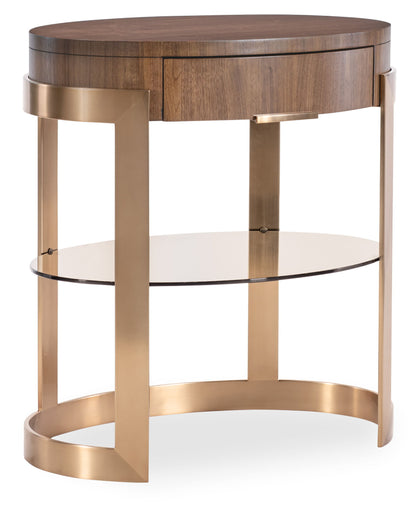 Eleana - Oval Nightstand - Medium Wood / Gold