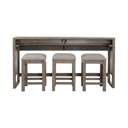 Bartlett Field - 4 Piece Living Room Set (Console Bar Table & 3 Console Stools) - Dusty Taupe