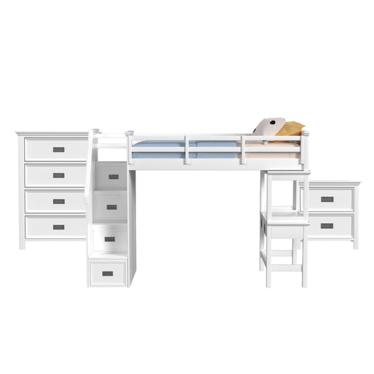 Hampton Kids - Loft With Staircase And Desk With Speaker Bedroom Set