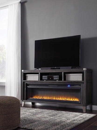 Todoe - 2 Pc. - 65" TV Stand With Wide Fireplace Insert - Gray