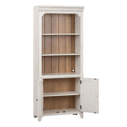 Farmhouse Reimagined - Bookcase - Antique White / Chestnut Tops