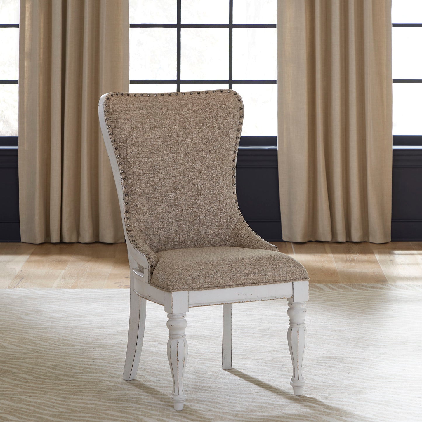 Magnolia Manor - Upholstered Wing Back Side Chair - Antique White