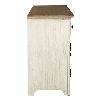 Farmhouse Reimagined - Entertainment 72" TV Stand - Antique White / Chestnut Tops