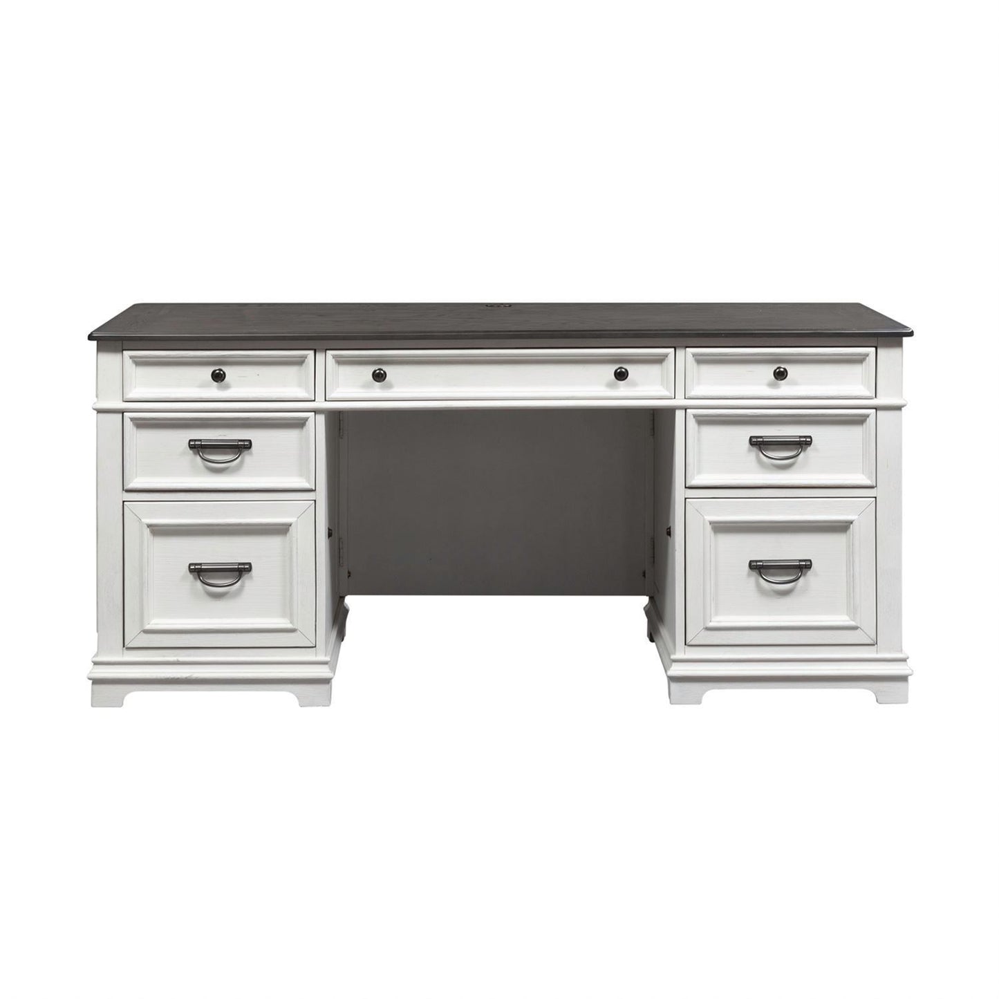 Allyson Park - Credenza - Wirebrushed White / Charcoal