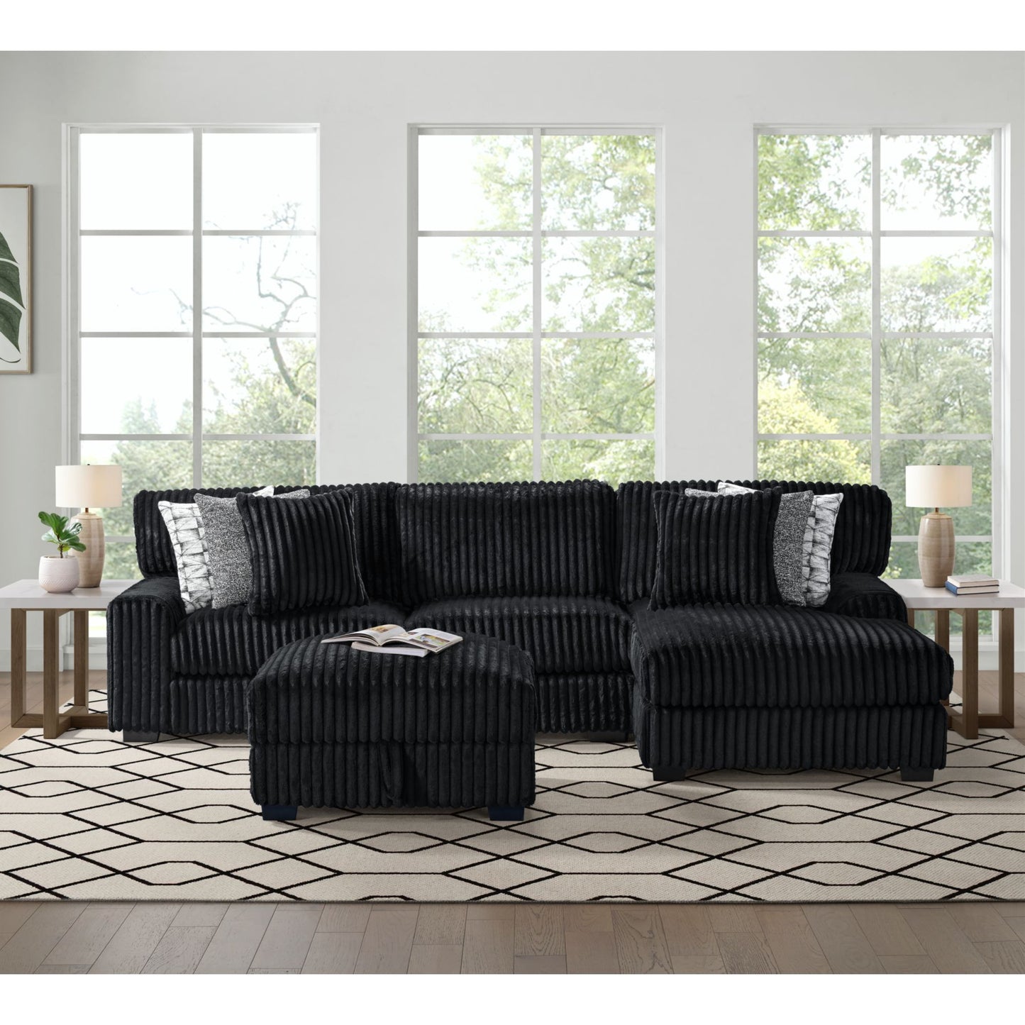 Nightfall - Storage Ottoman - Grand Cord Black