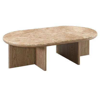 Markku - Coffee Table With Natural Marble - Oak