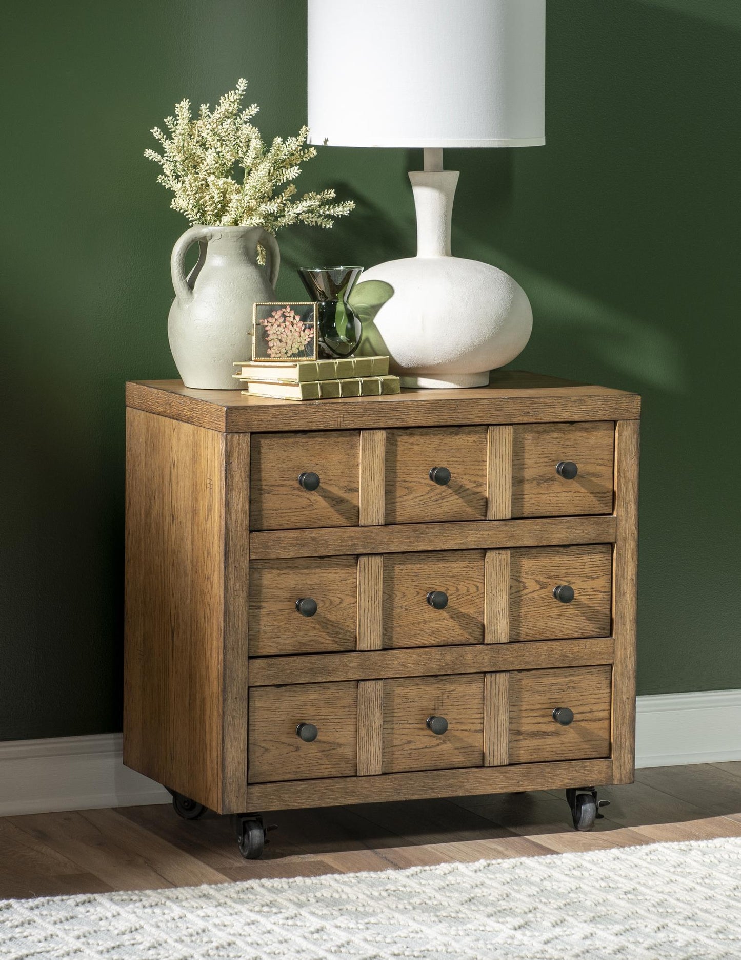Vintage Market - Nightstand 3 Drawer With Casters