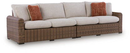 Dolan Creek - RAF/LAF Loveseat With Cushion (Set of 2) - Beige / Brown