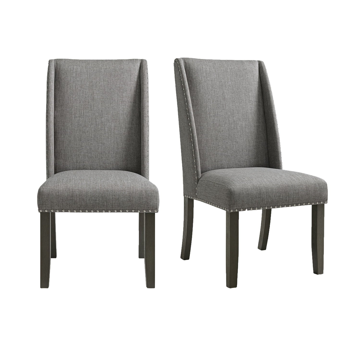 Everdeen - Side Chair With Gray Fabric and Nail Heads (Set of 2) - Charcoal