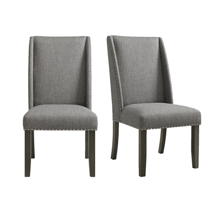 Everdeen - Side Chair With Gray Fabric and Nail Heads (Set of 2) - Charcoal