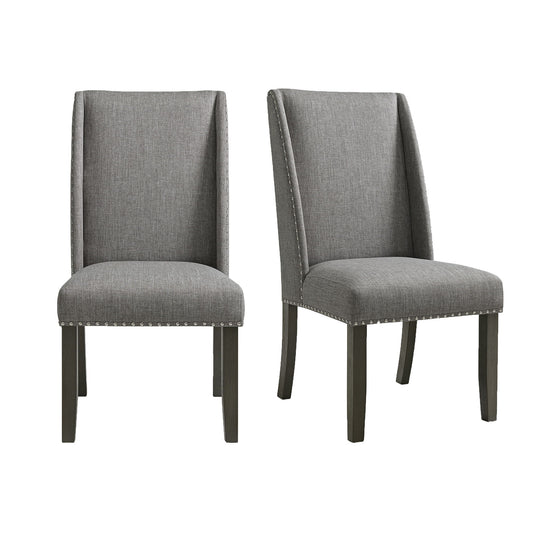 Everdeen - Side Chair With Gray Fabric and Nail Heads (Set of 2) - Charcoal
