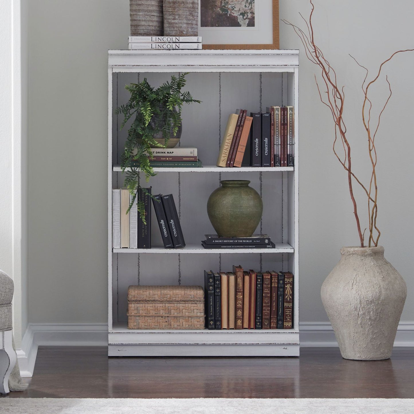 Magnolia Manor - 48" Bookcase - Antique White