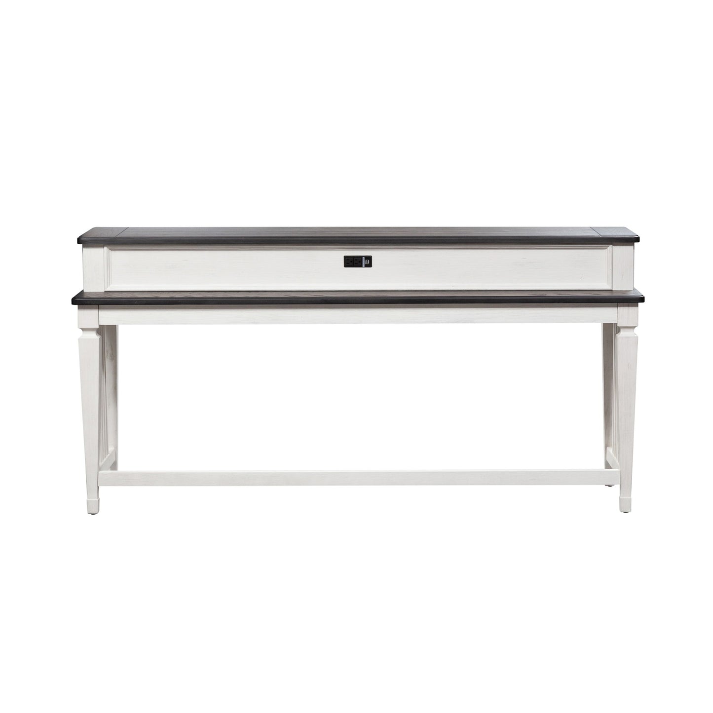 Allyson Park - Console Bar Table - Wirebrushed White / Charcoal