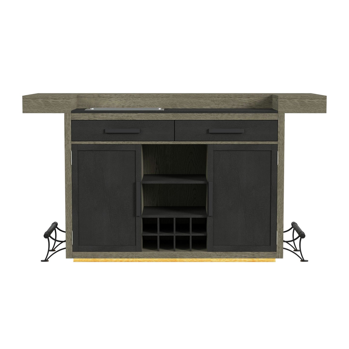 Jemma - Bar Table With Light - Gray And Dark Espresso