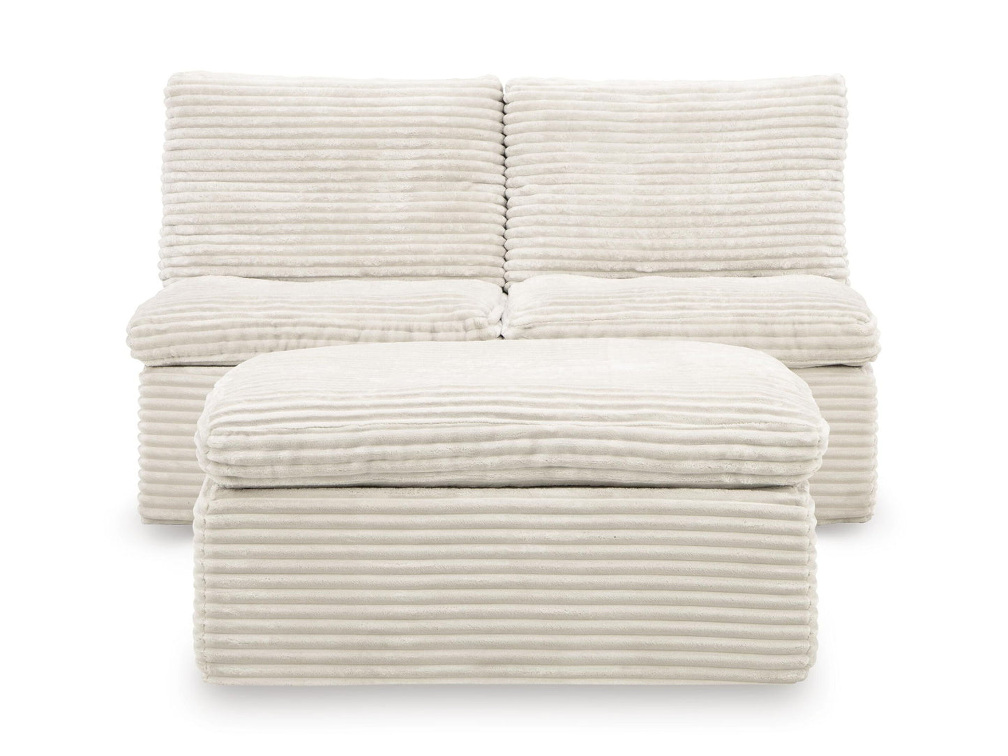 Fannin - 2 Armless Chairs With Ottoman (Set of 3) - Ivory