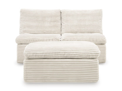 Fannin - 2 Armless Chairs With Ottoman (Set of 3) - Ivory