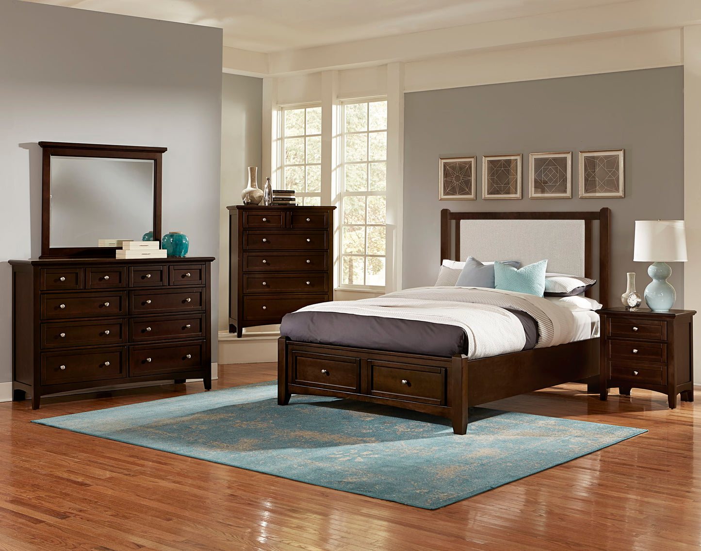 Bonanza - Pebble Gray Upholstered Bed With Storage Footboard