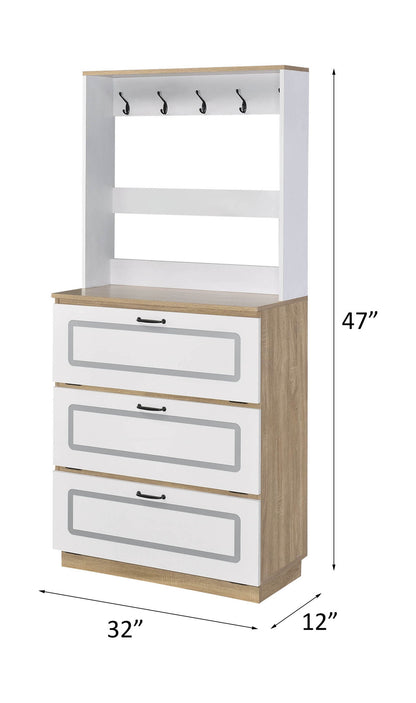 Hewett - Shoe Cabinet - Light Oak & White