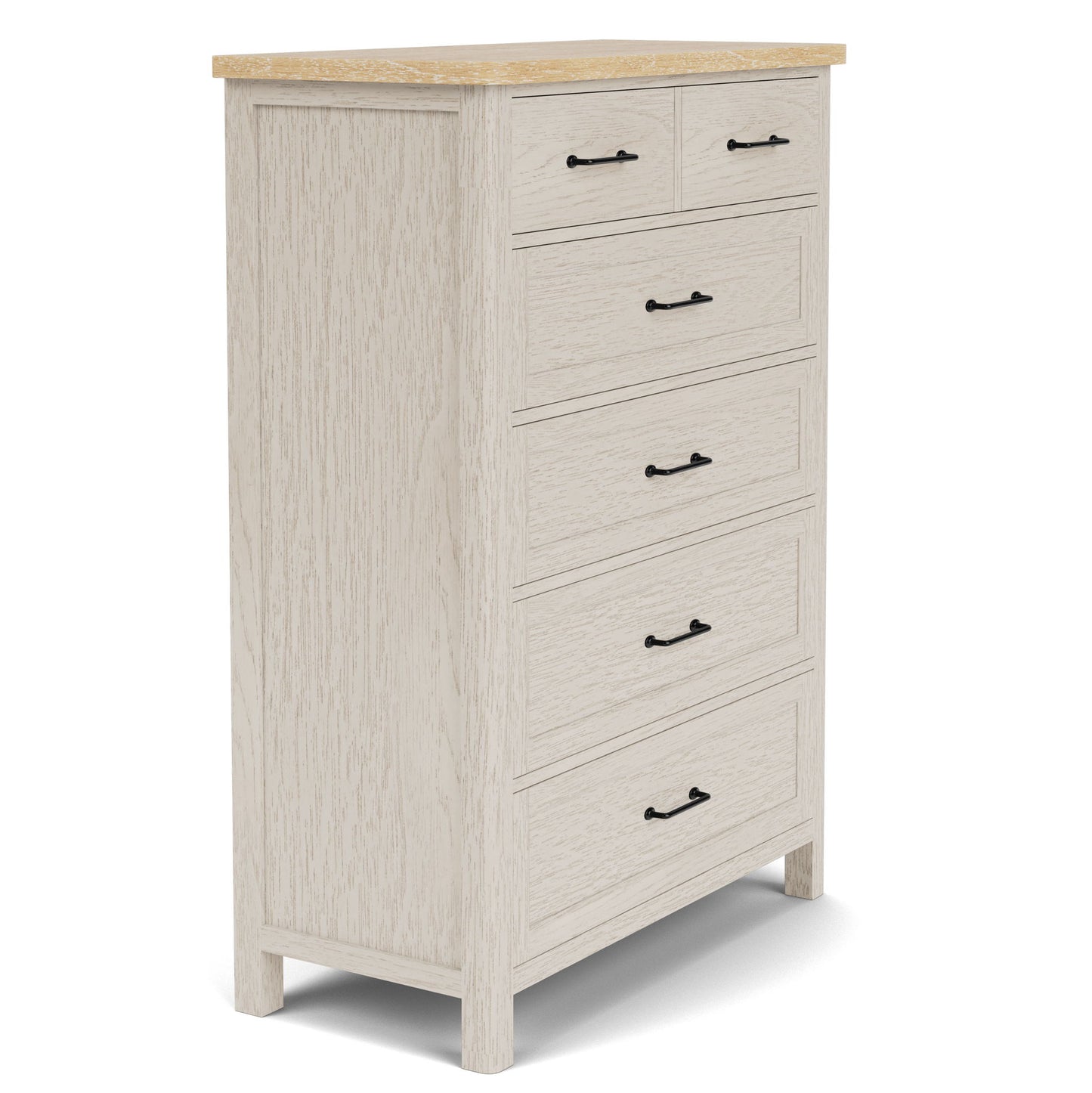 Glenndale - Five Drawer Chest - Aged White / Wheat