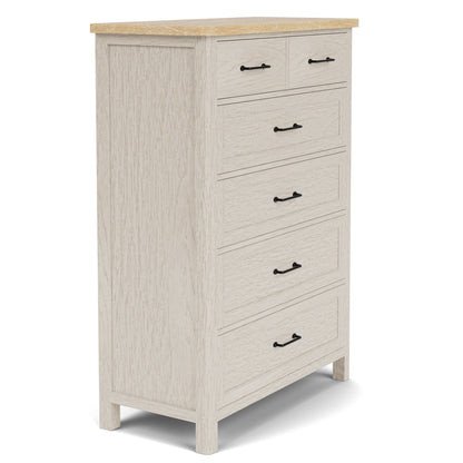 Glenndale - Five Drawer Chest - Aged White / Wheat