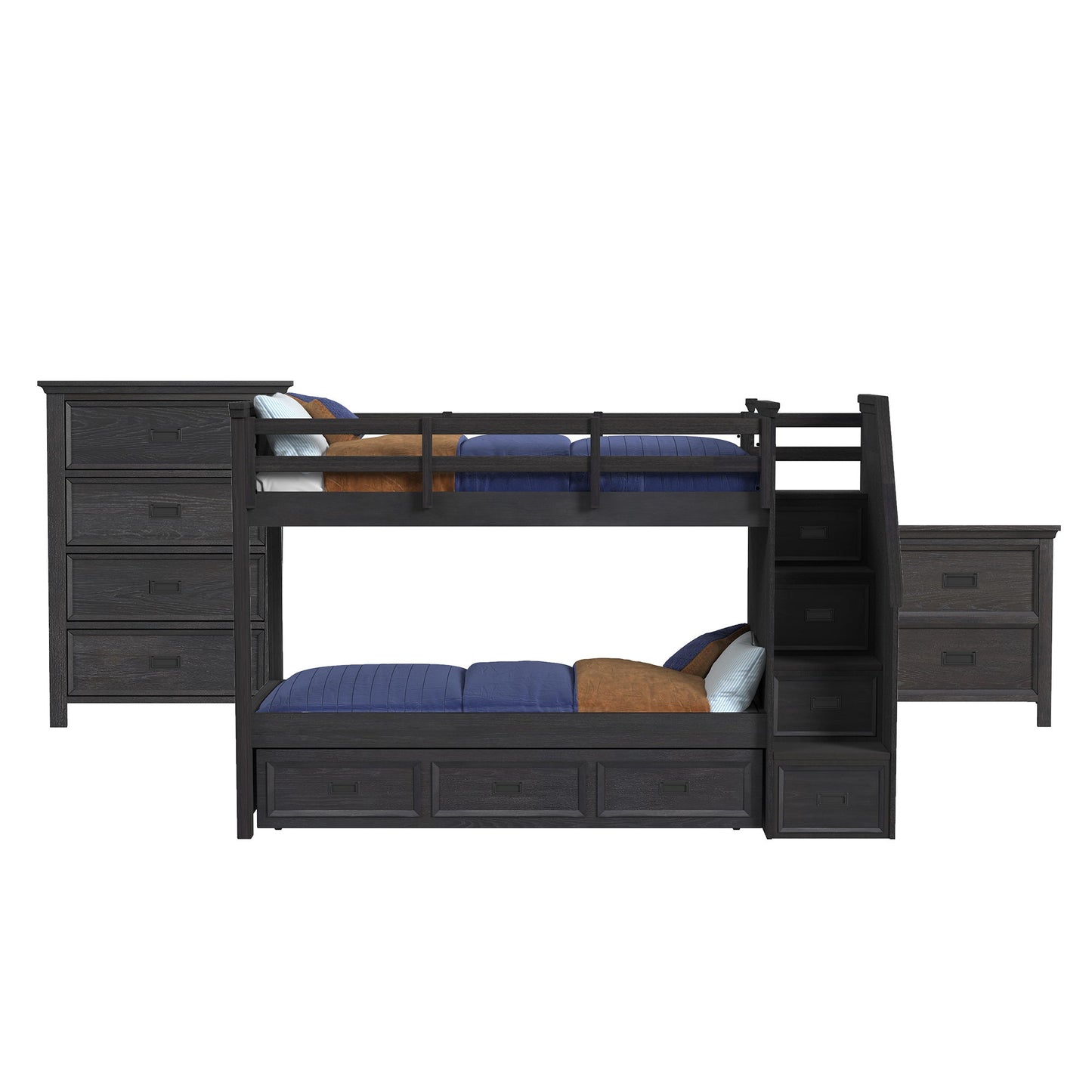 Hampton Kids - Bunk With Staircase And Trundle Bedroom Set