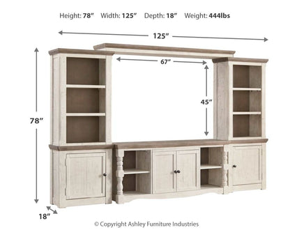 Havalance - 4 Pc. - Entertainment Center - 67" TV Stand - Brown / Beige