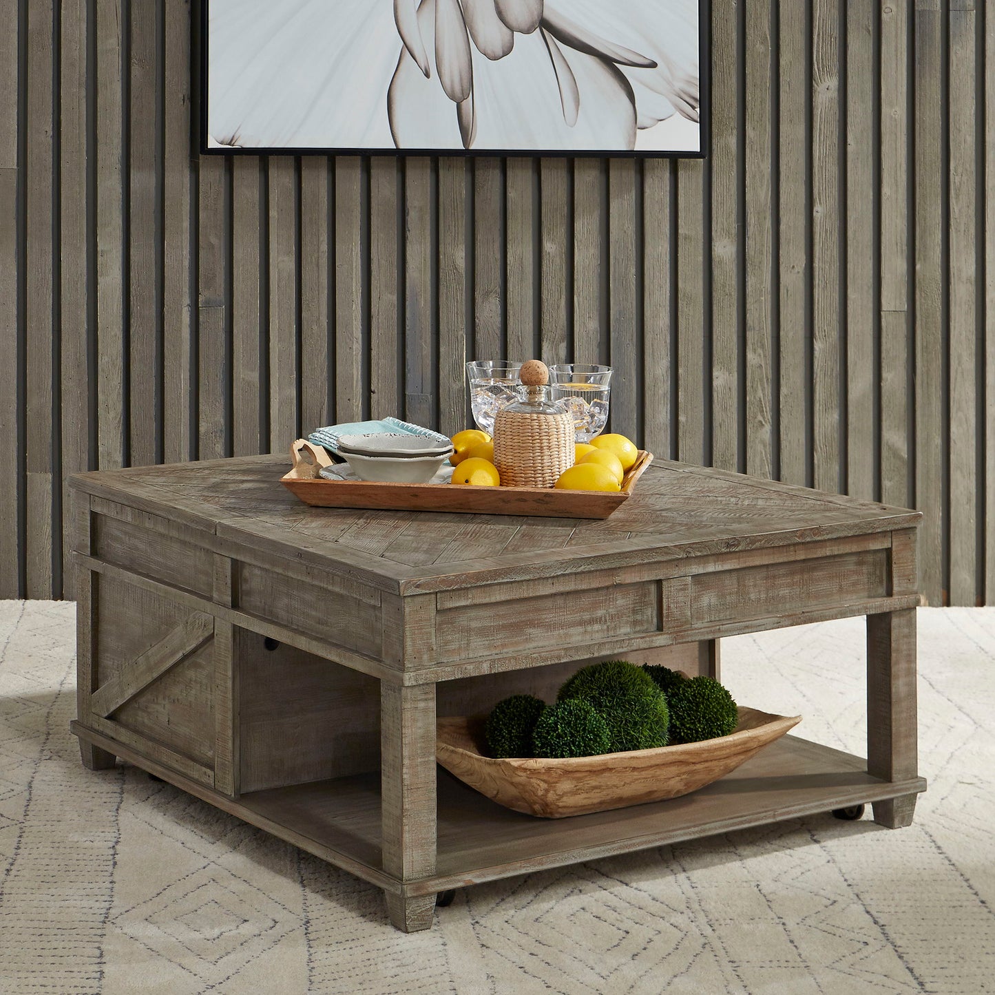Parkland Falls - Square Lift Top Cocktail Table - Weathered Taupe