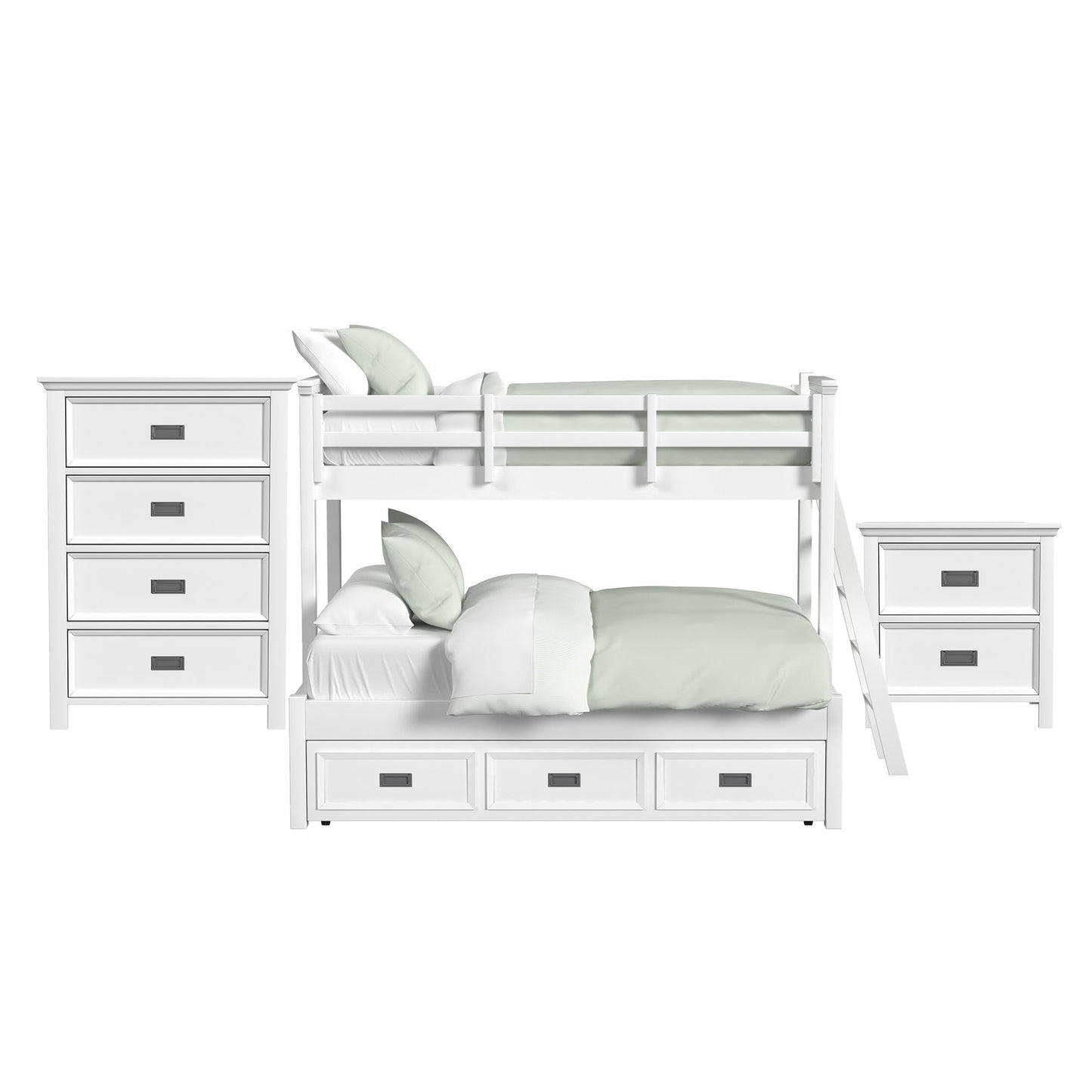 Hampton Kids - Bunk With Ladder And Trundle Bedroom Set