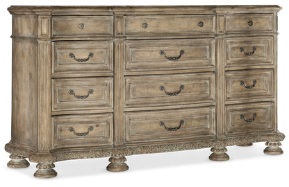 Castella - 12-Drawer Dresser - Light Brown